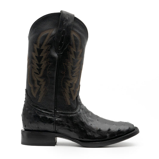 Bota Exótico Avestruz Negro